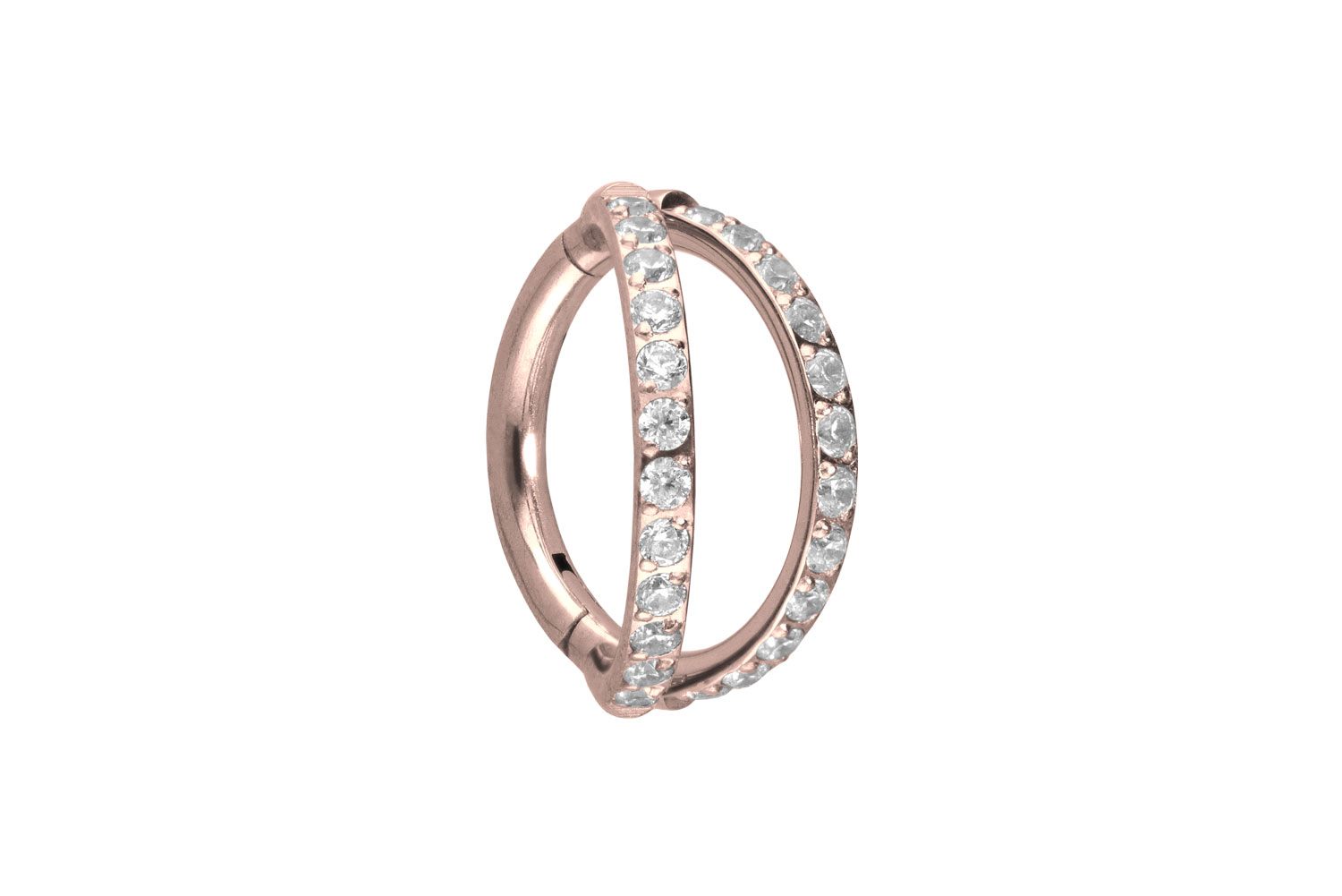 Titan Segmentring Clicker Piercing 2 RINGE + EINGEFASSTE KRISTALLE